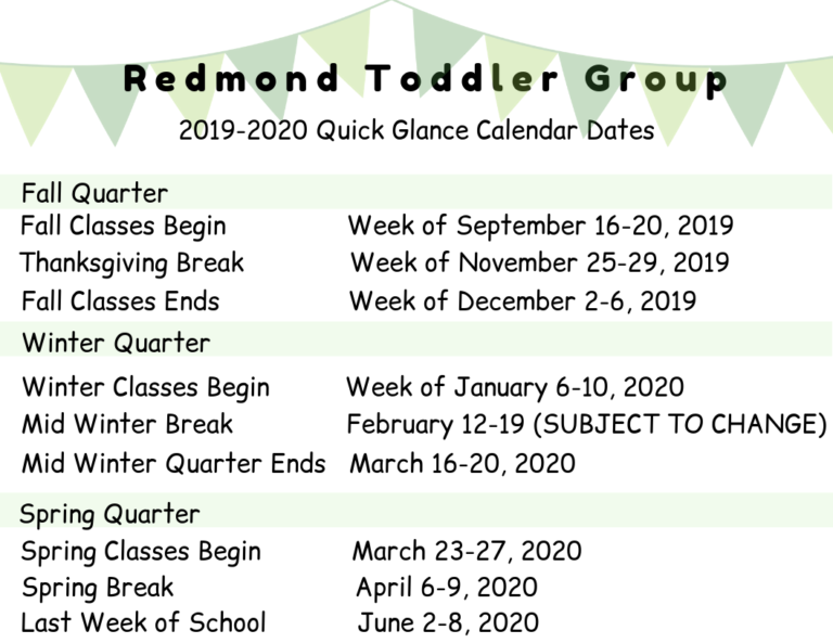 Calendar Redmond Toddler Group