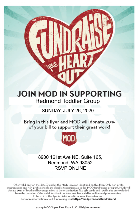 Mod Pizza Fundraiser Redmond Toddler Group